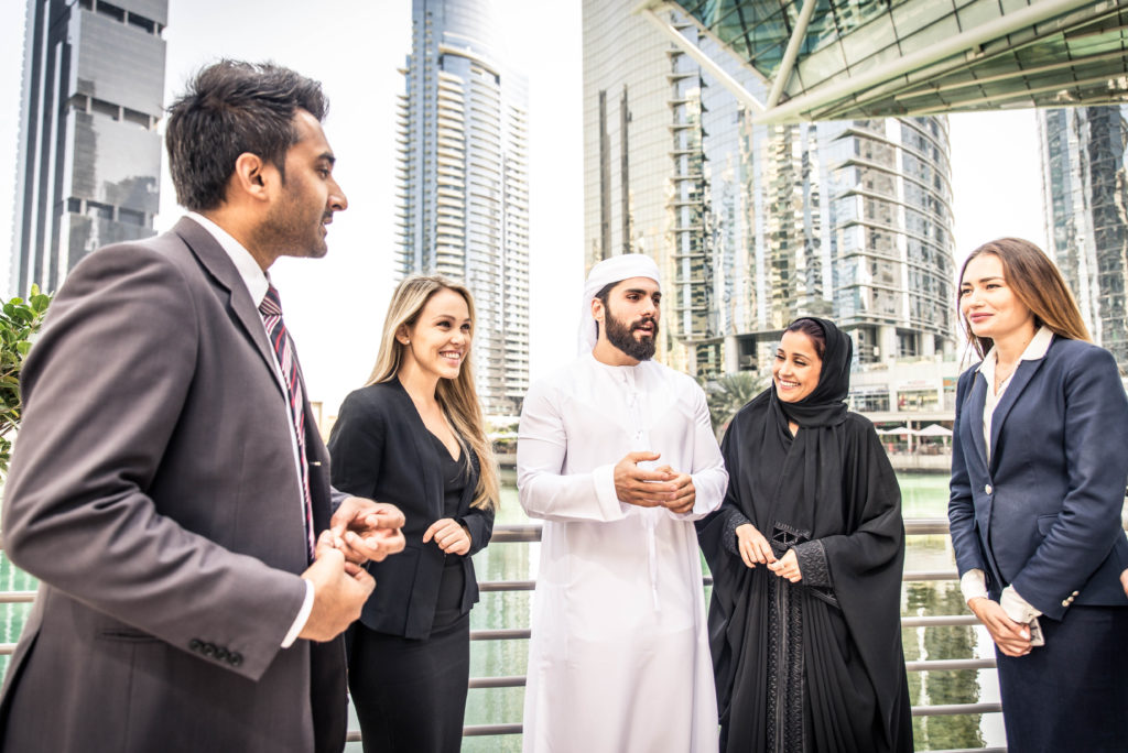 Business people meeting in Dubai outside in hamriyah free zone