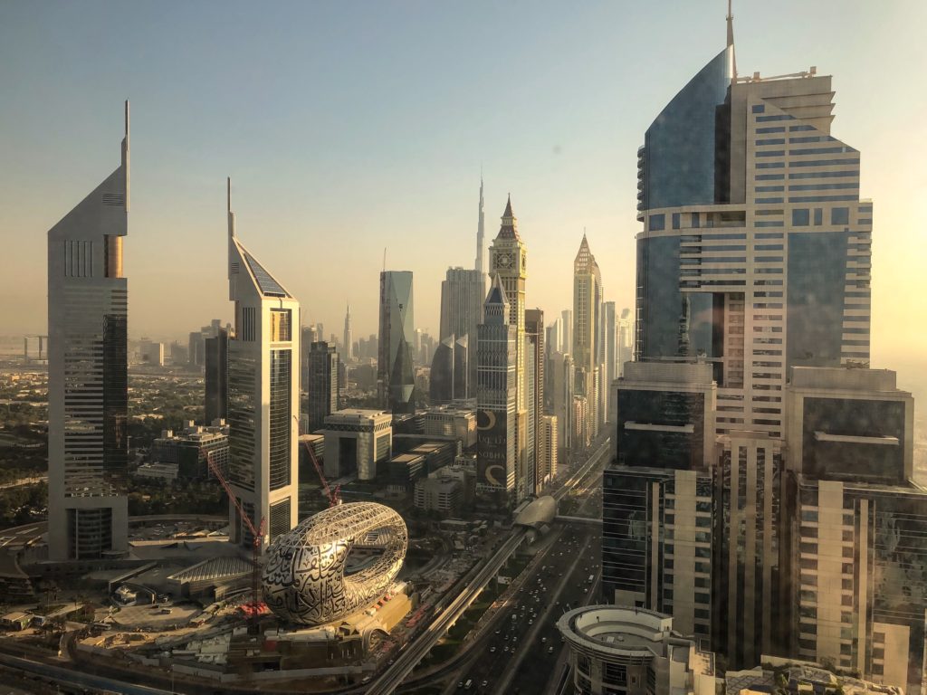 Aerial view of modern Dubai city