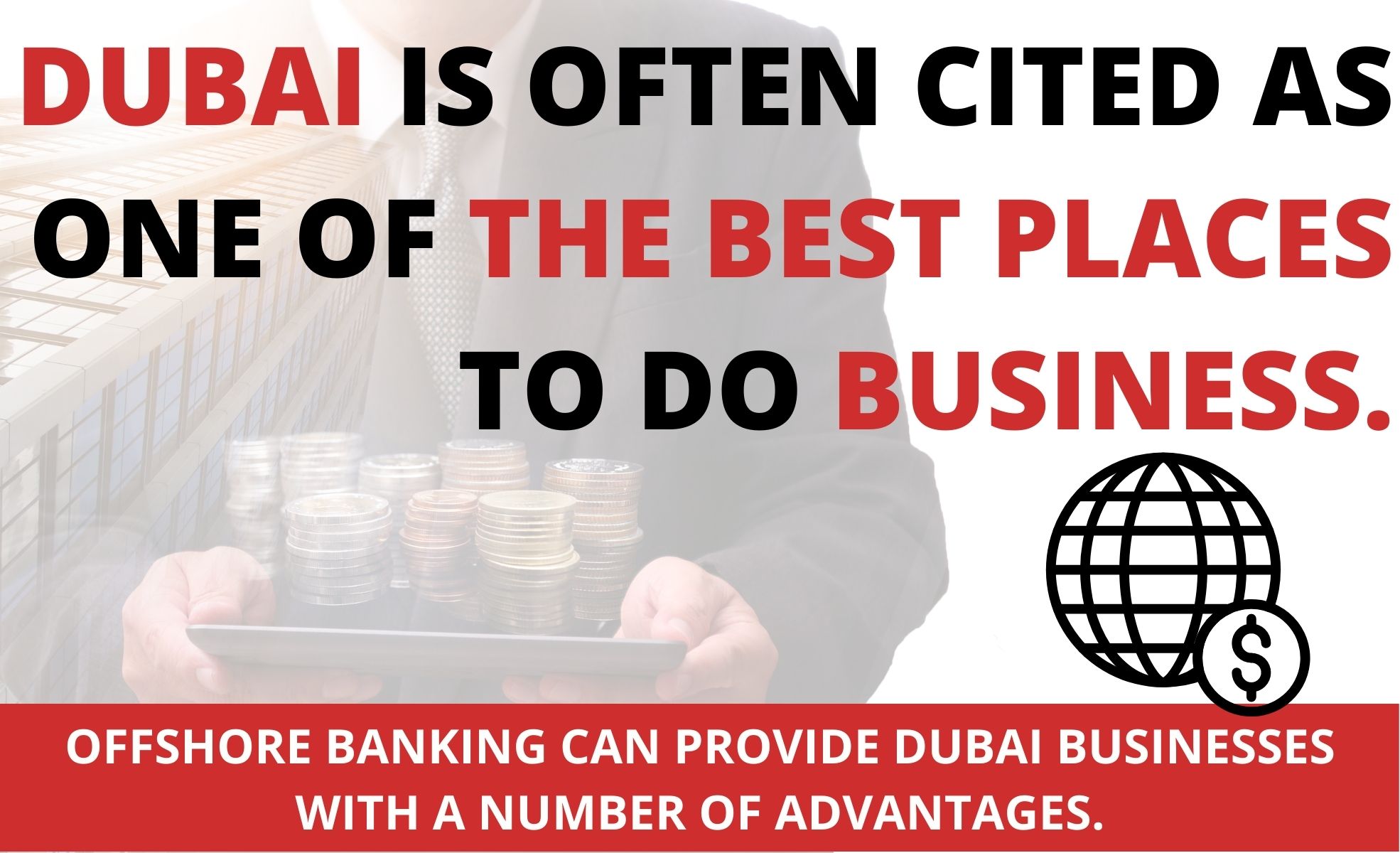 An infographic about international banking for businesses in Dubai