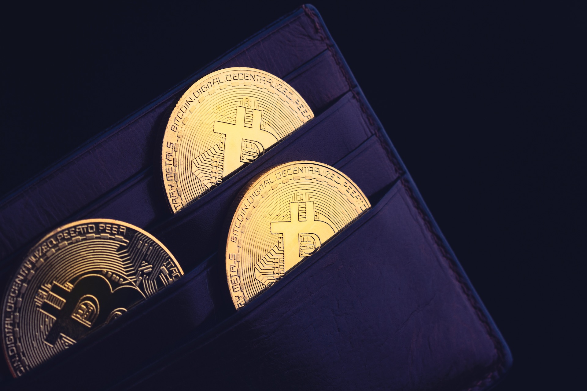 Bitcoin represented inside a wallet