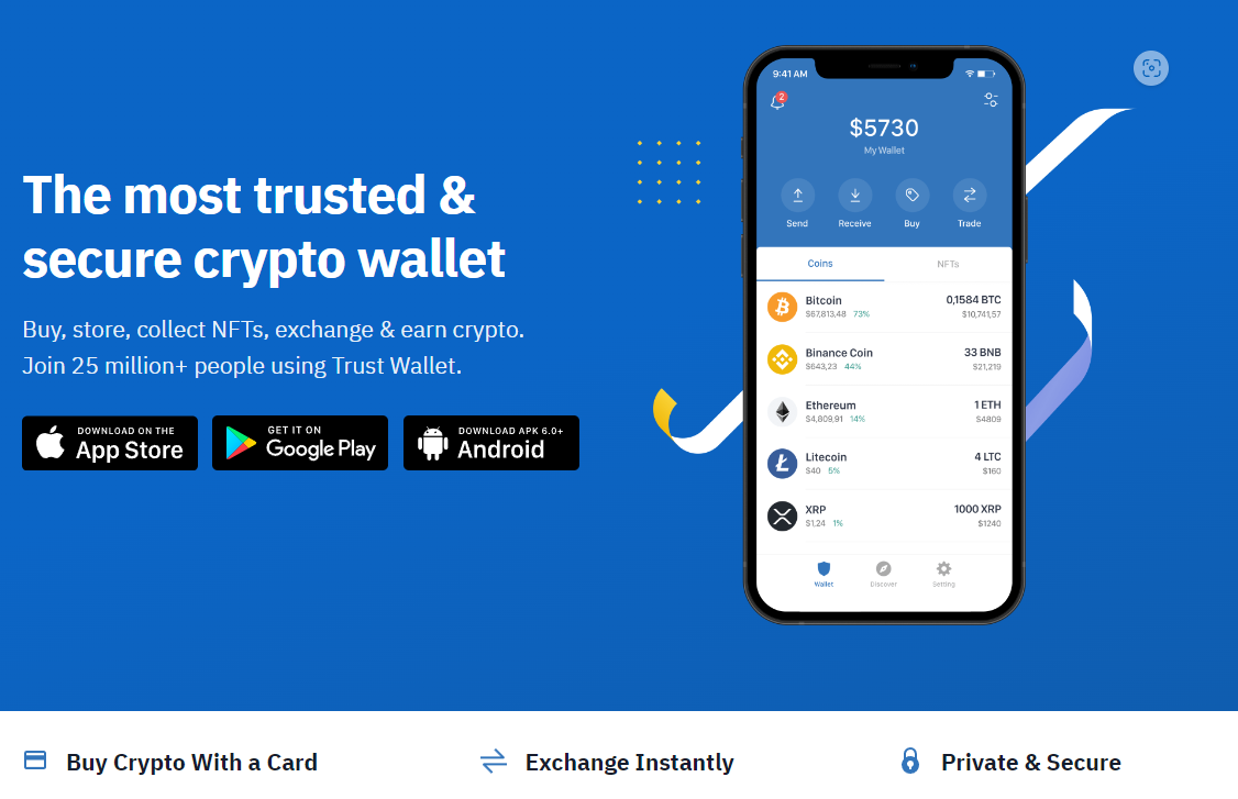 Screenshot of Trust Wallet- one of our top choices as the best crypto wallet in UAE