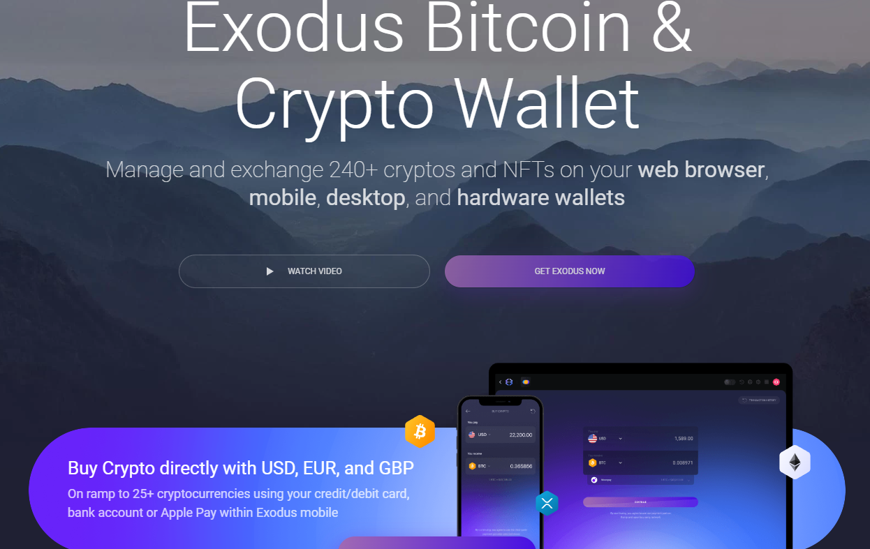 Screenshot of Exodus- one of our top choices as the best crypto wallet in UAE