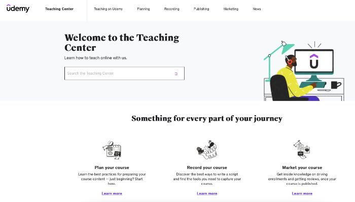 A screenshot of the Udemy website page to set up a course.