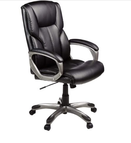 A photo of a leather office chair made by Amazon