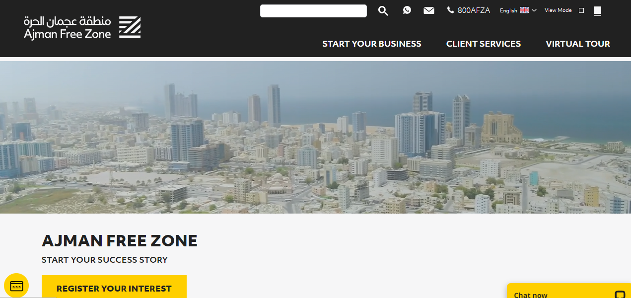 A screenshot of Ajman Free Zone.
