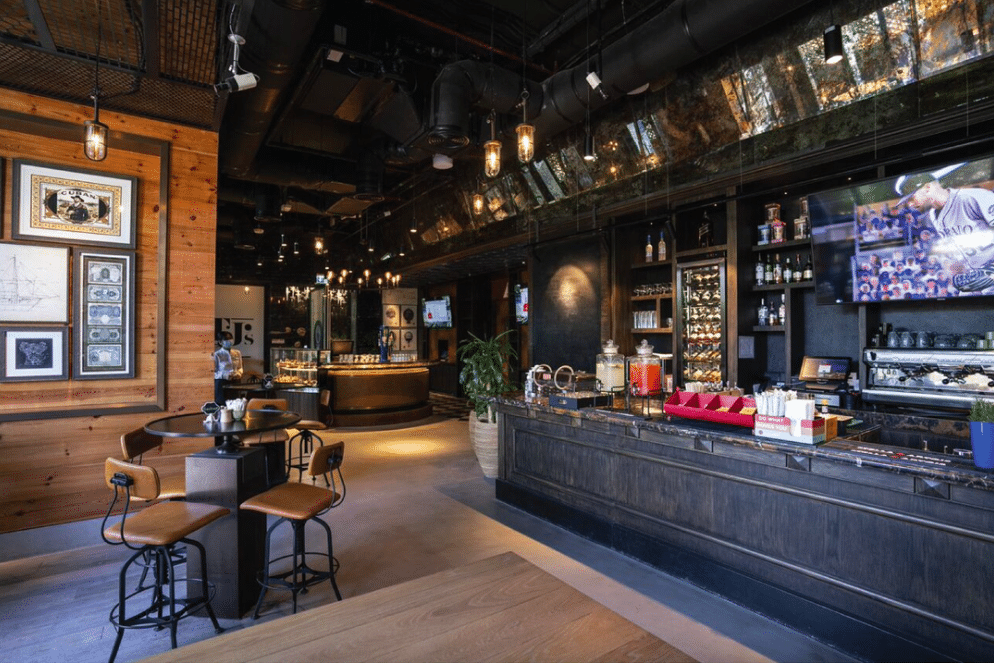 An image of TJ's Sports Cafe- one of the best business lunch spots in Dubai