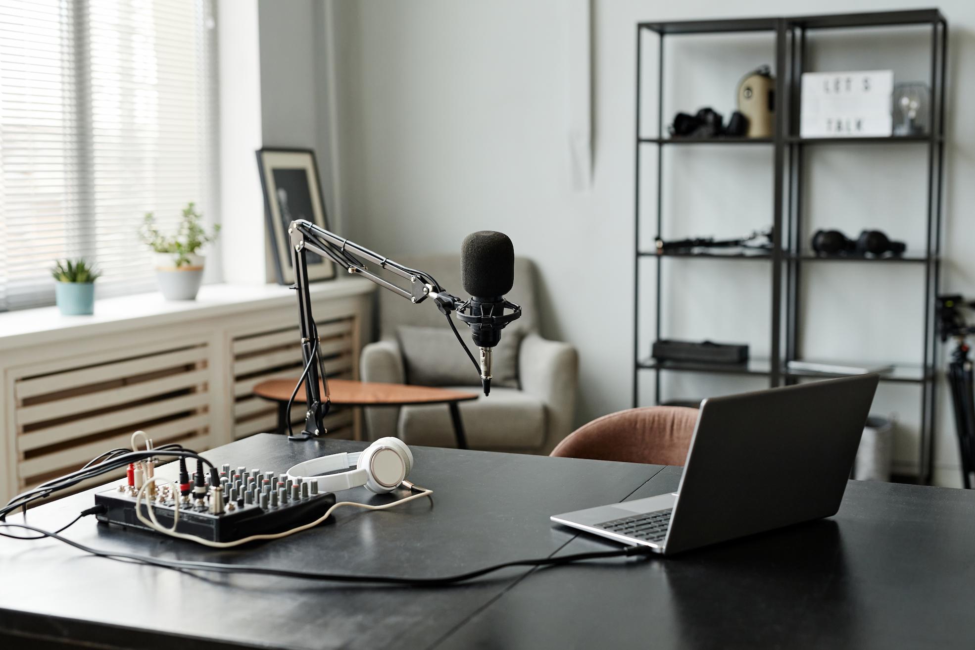 An image of a podcaster's setup requiring a home business licence.