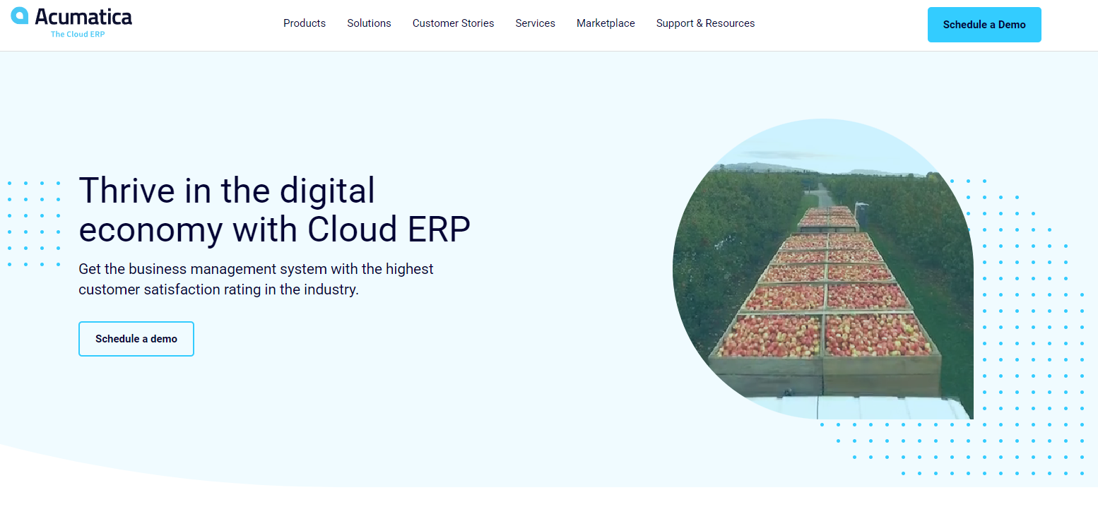 A screenshot of Acumatica - One of the Best Cloud ERP Softwares in UAE.
