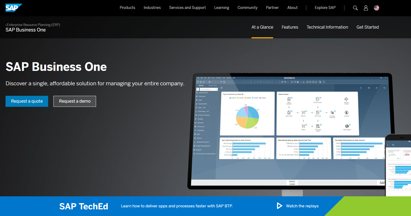 A screenshot of SAP Business One- Overall The Best ERP Software in UAE for user friendliness.