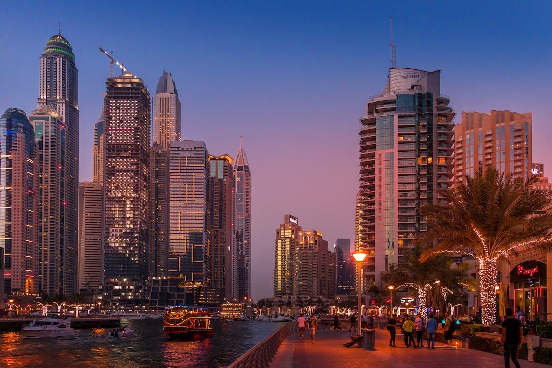 Free City Buildings In Dubai during Sunset Stock Photo