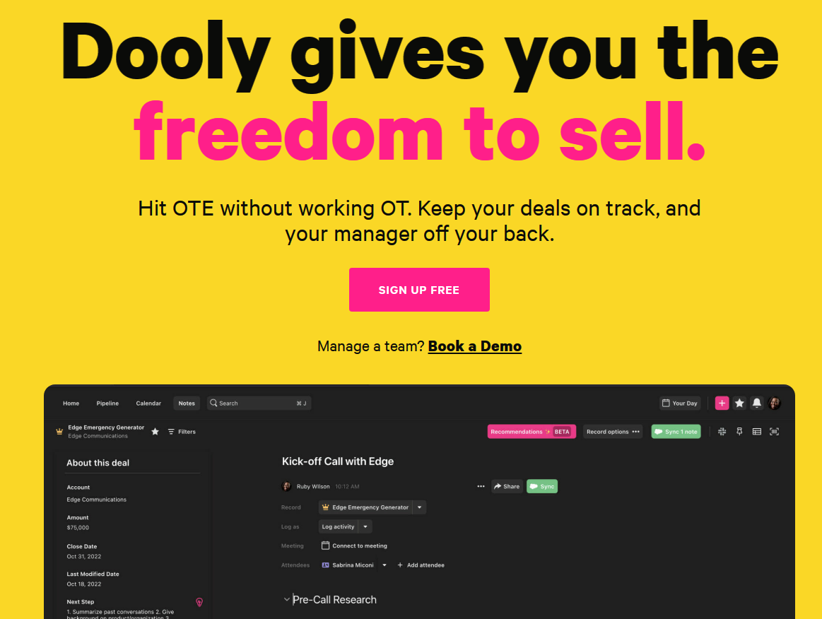 A screenshot of Dooly- one of the best AI tools for sales assistant startups. 