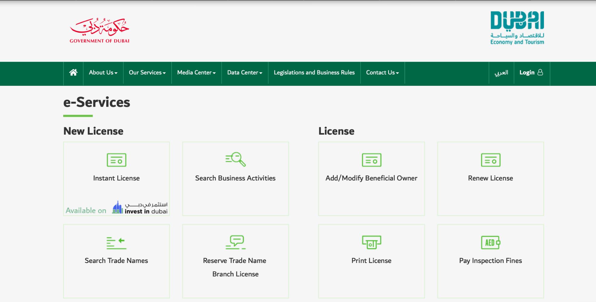 Screenshot of DED for obtaining a car wash licence in Dubai