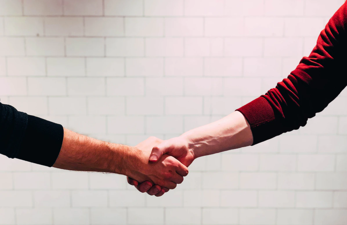 A stock photo of people shaking hands