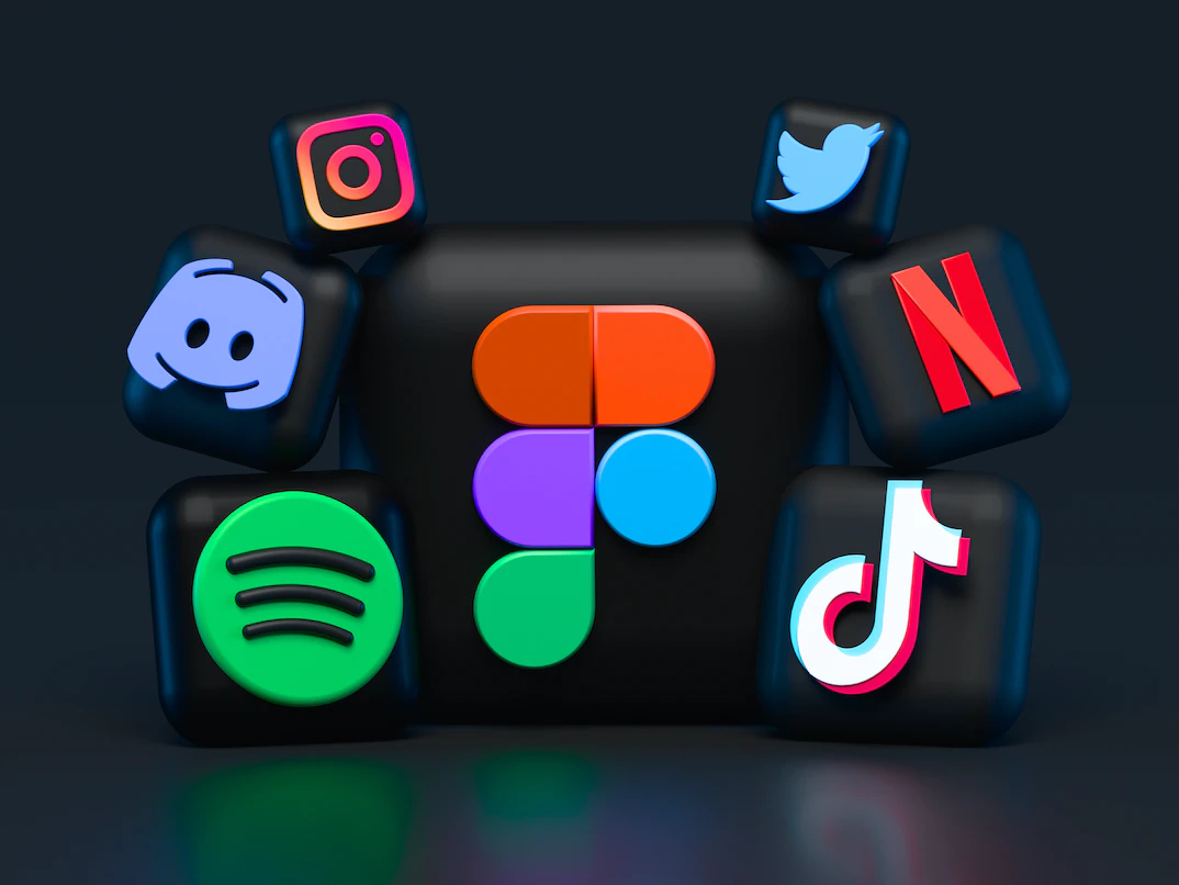 A stock photo showing 3D app icons