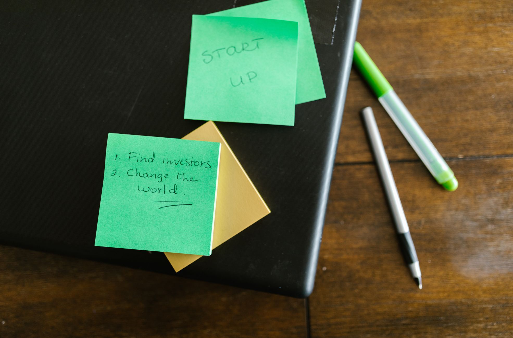 Stock Photo Post-It Notes Saying Investor Funding