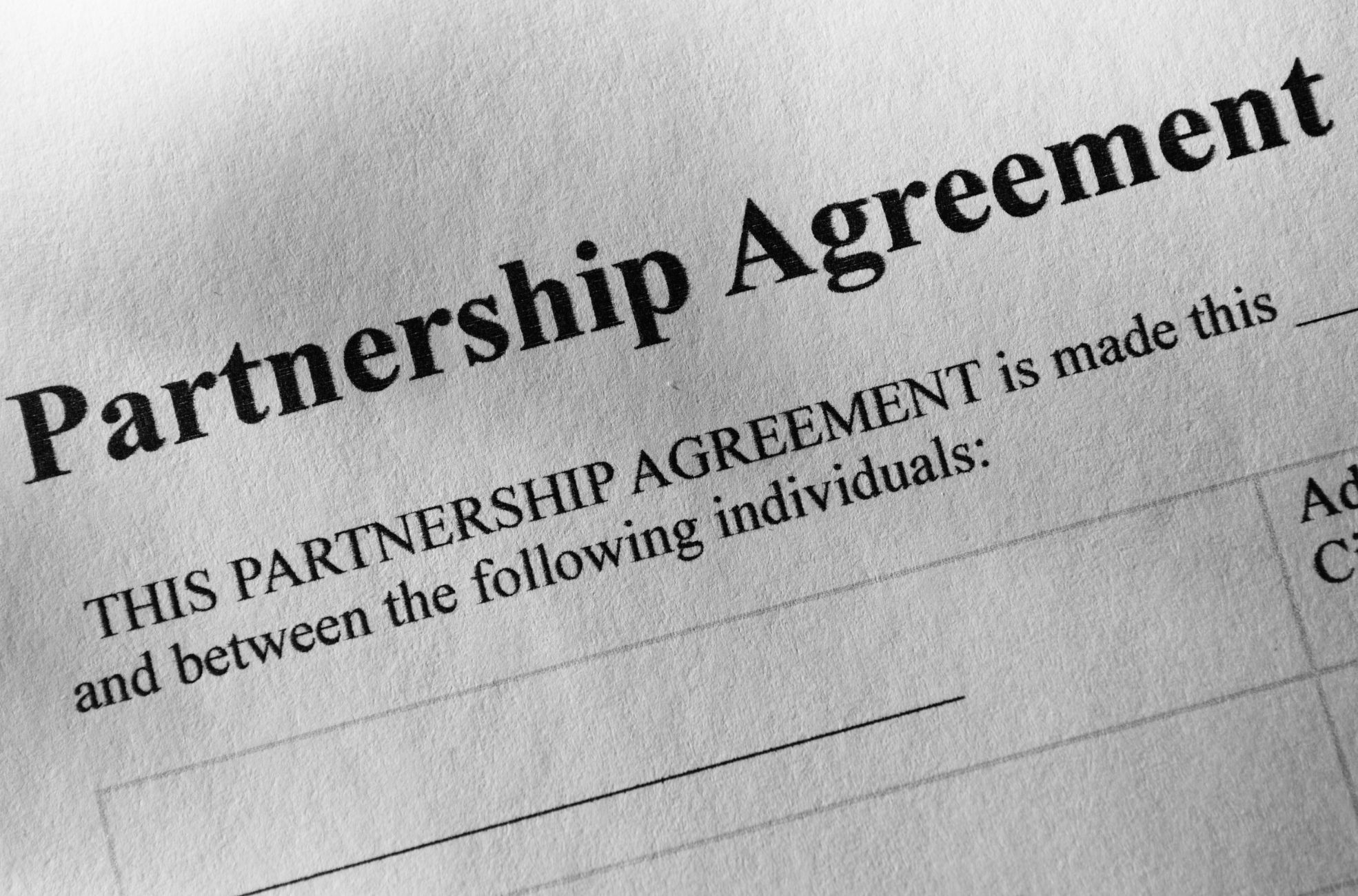 Stock Photo of Partnership Agreement Form
