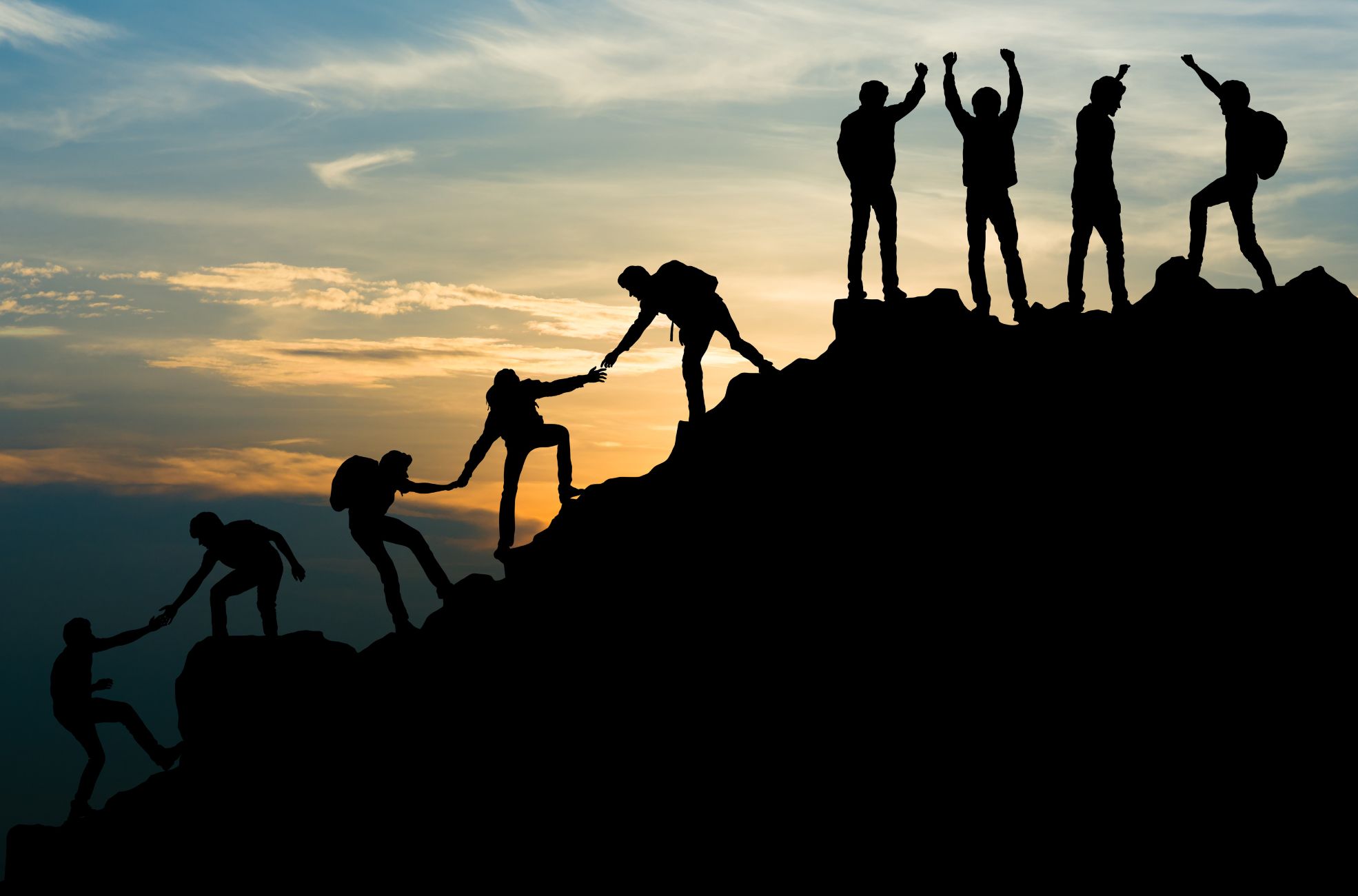 Stock Photo Showing Success On A Mountain Climb