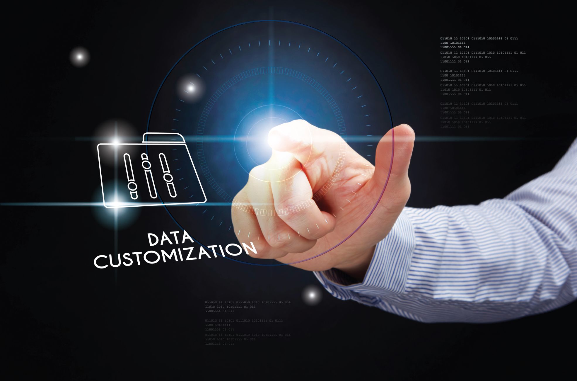Stock Photo Showing Finger Pointing At Data Customisation aAnd Personalisation