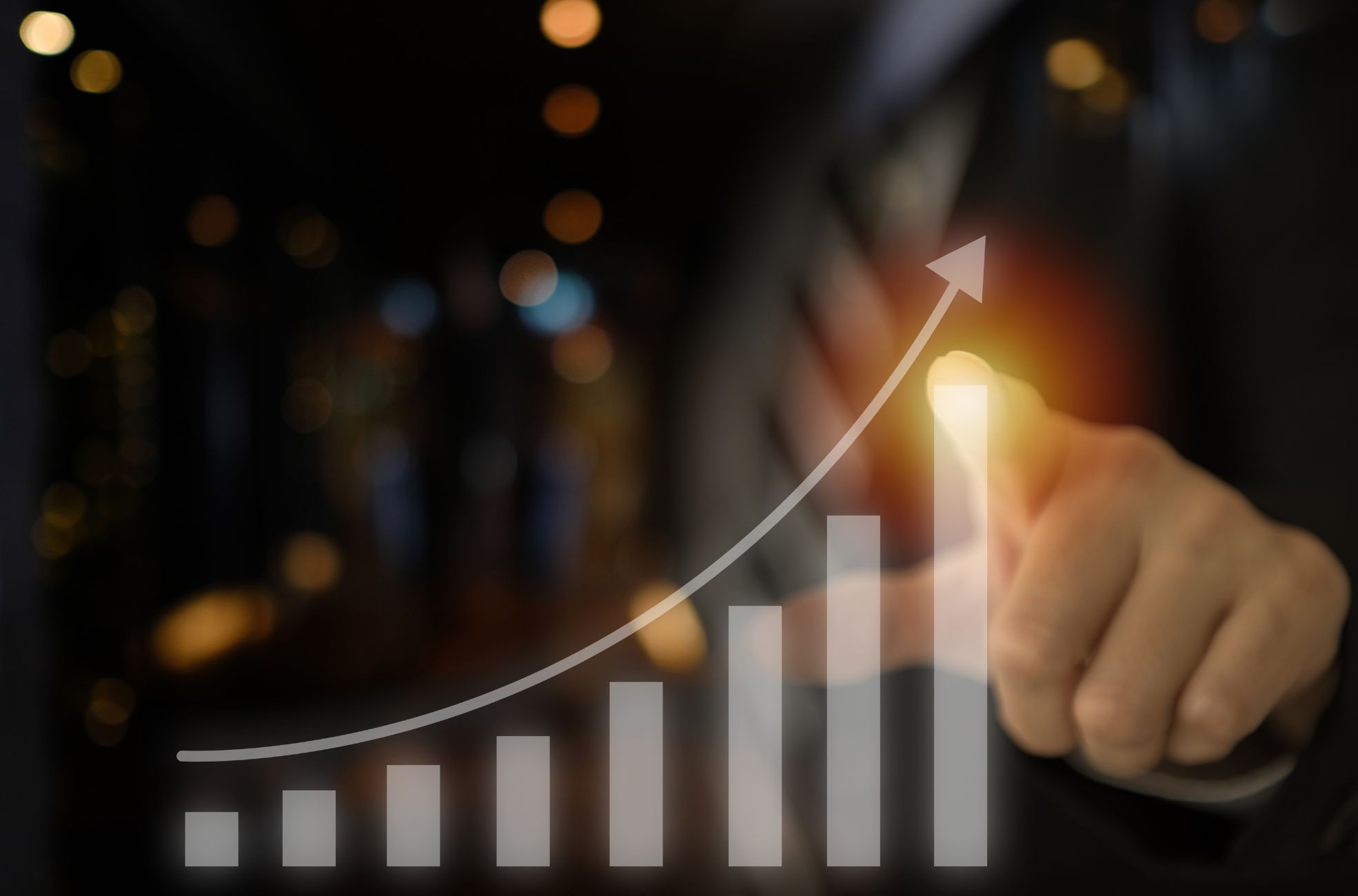 Stock Photo Showing A Business Strategy Growth With Arrow Graph