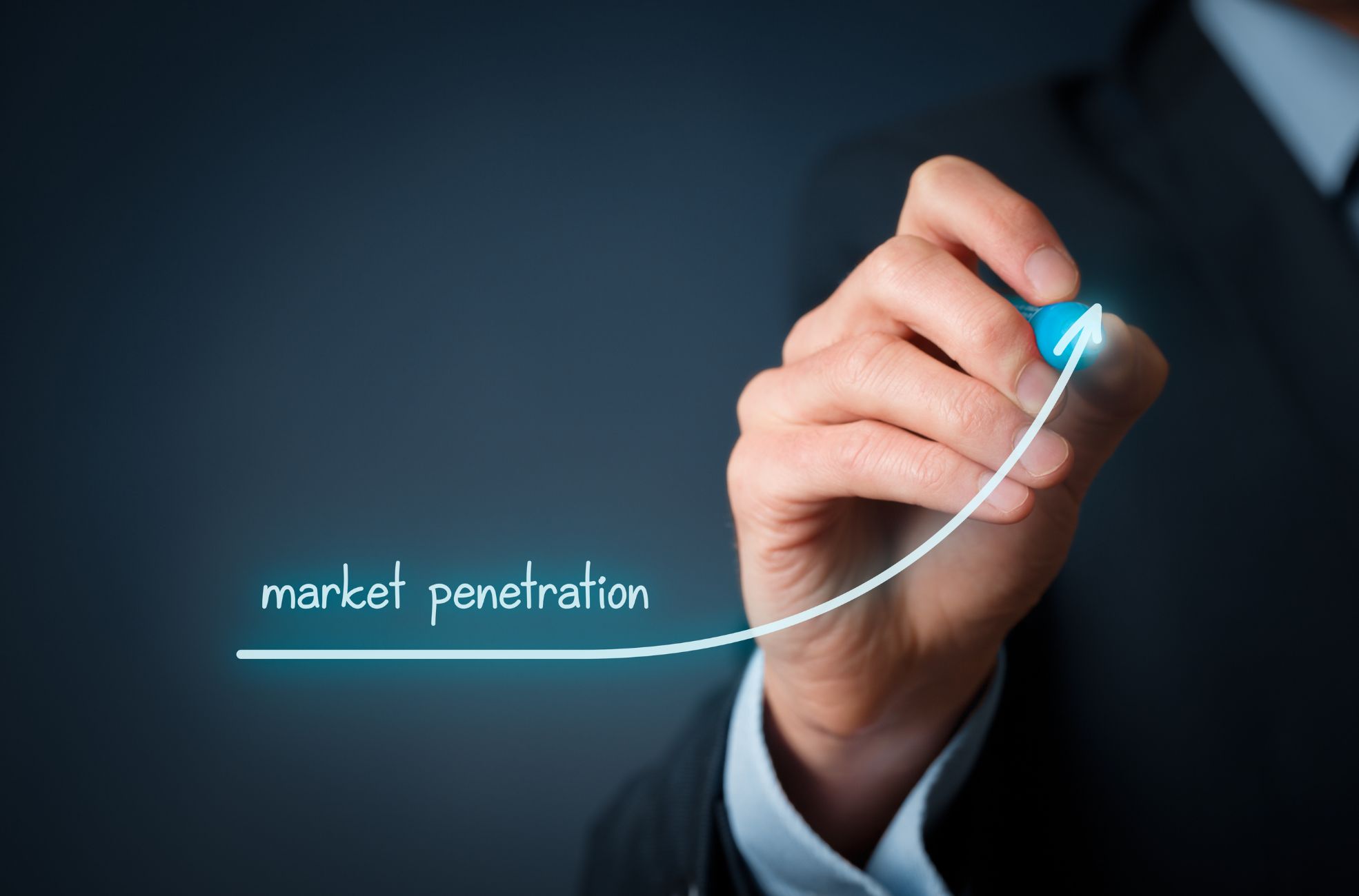 Stock Photo Man And Words "Market Penetration"