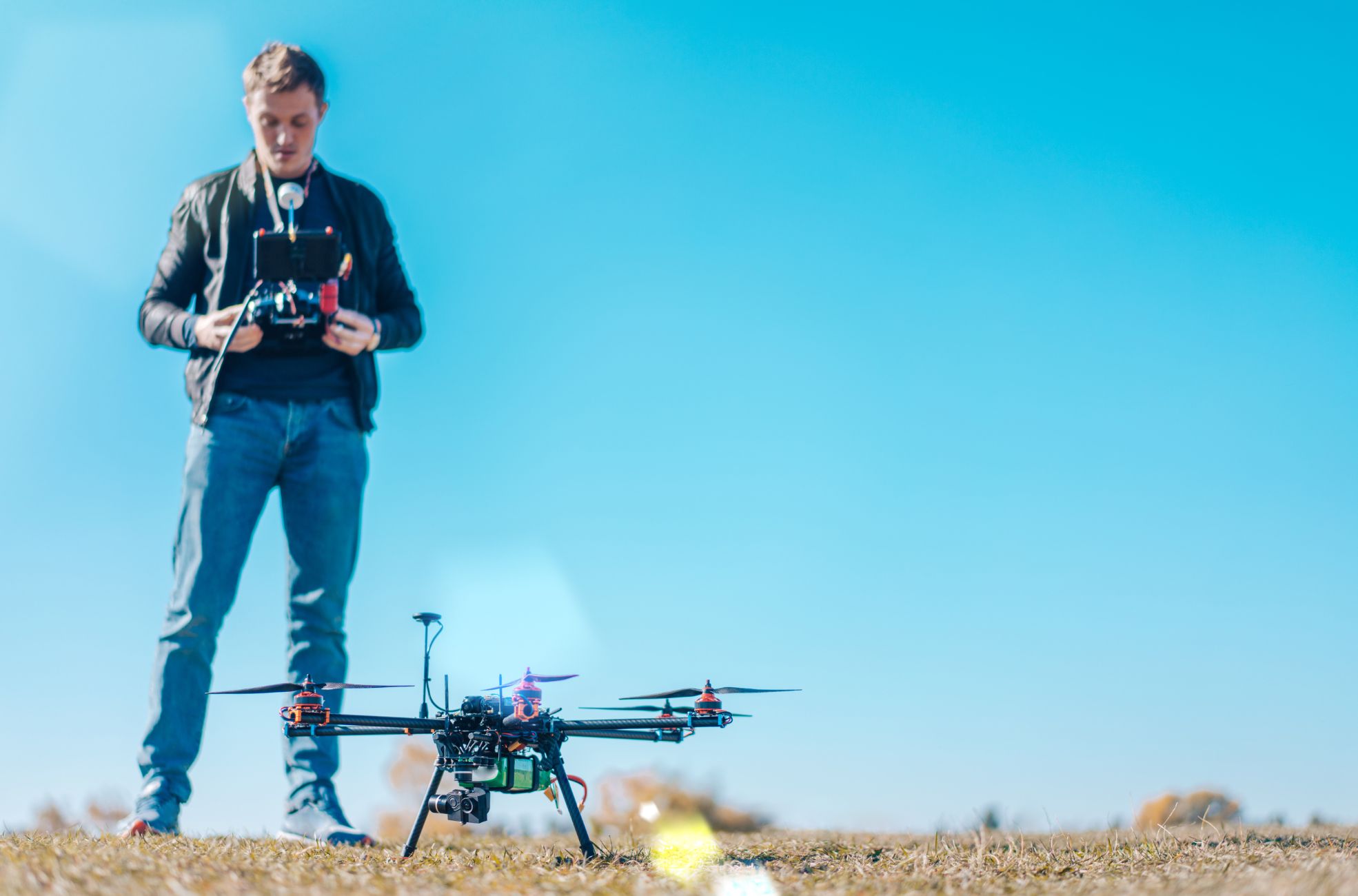 Man Working With Drone For Business