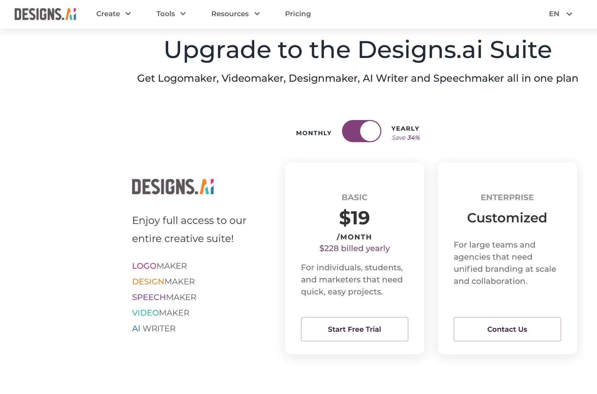 Screenshot Of Designs AI Logo Generator Website