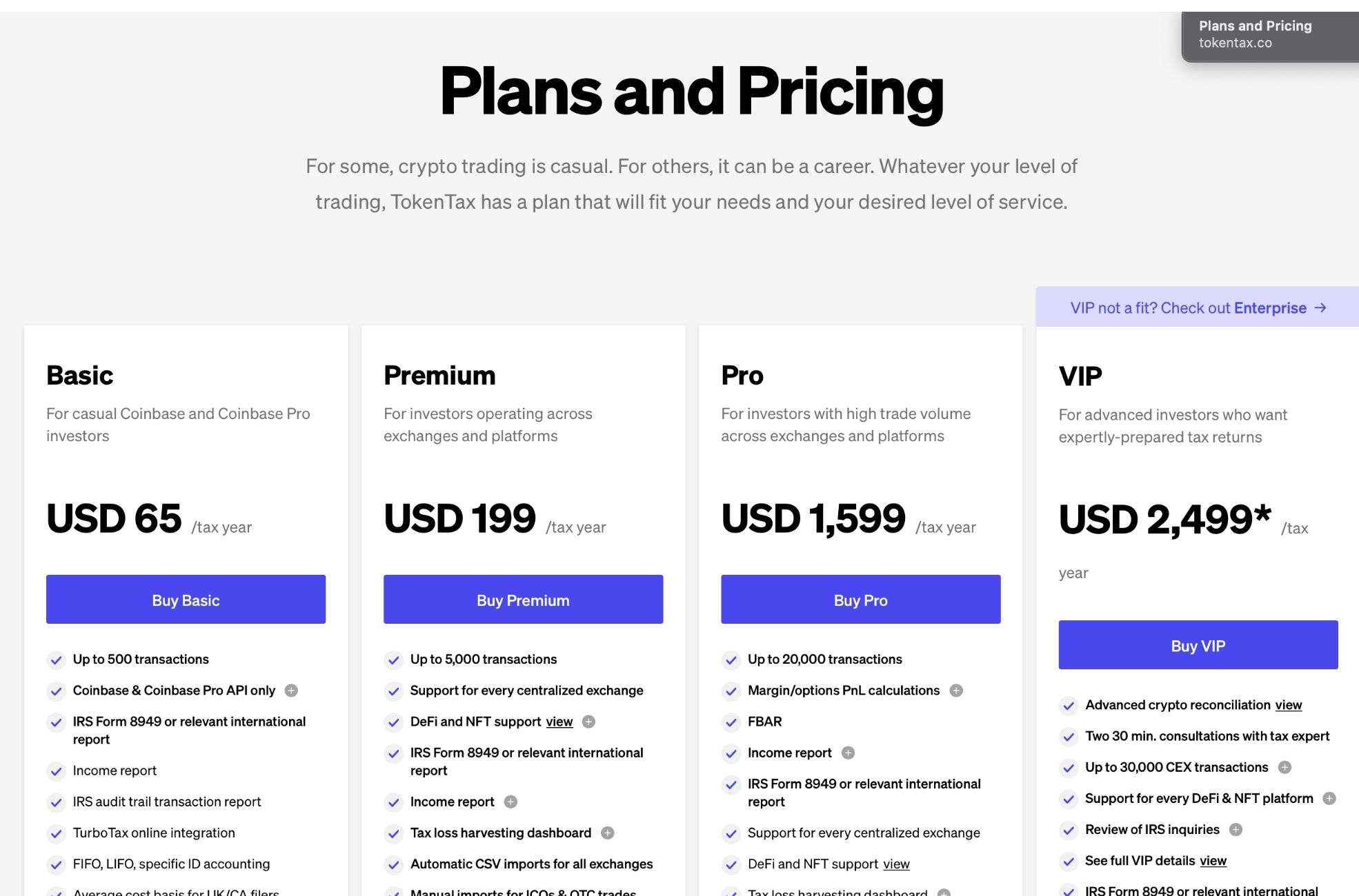 Token Tax Crypto Software Pricing List
