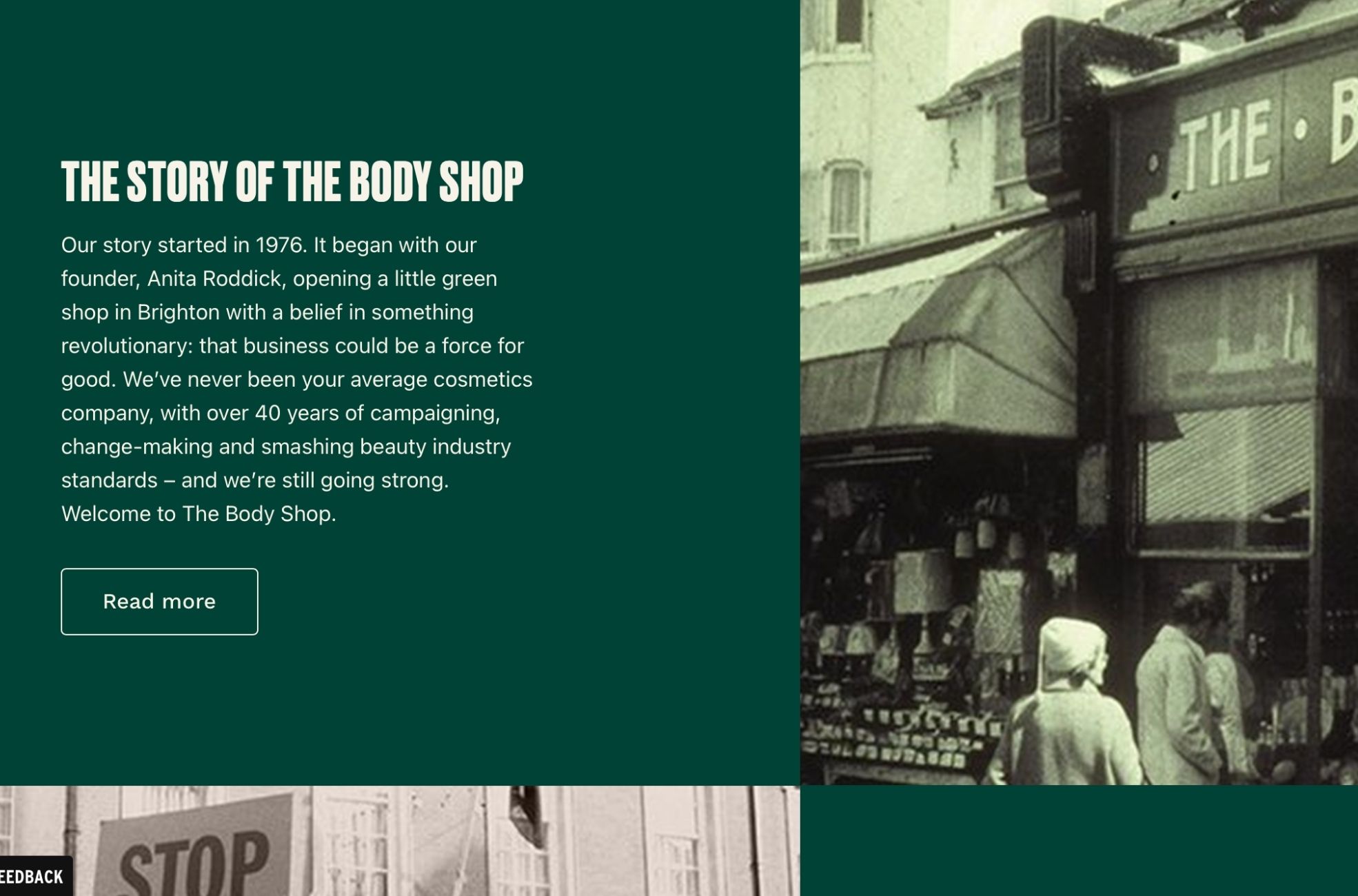 Screenshot Of The Body Shop's Ethical Business Statement