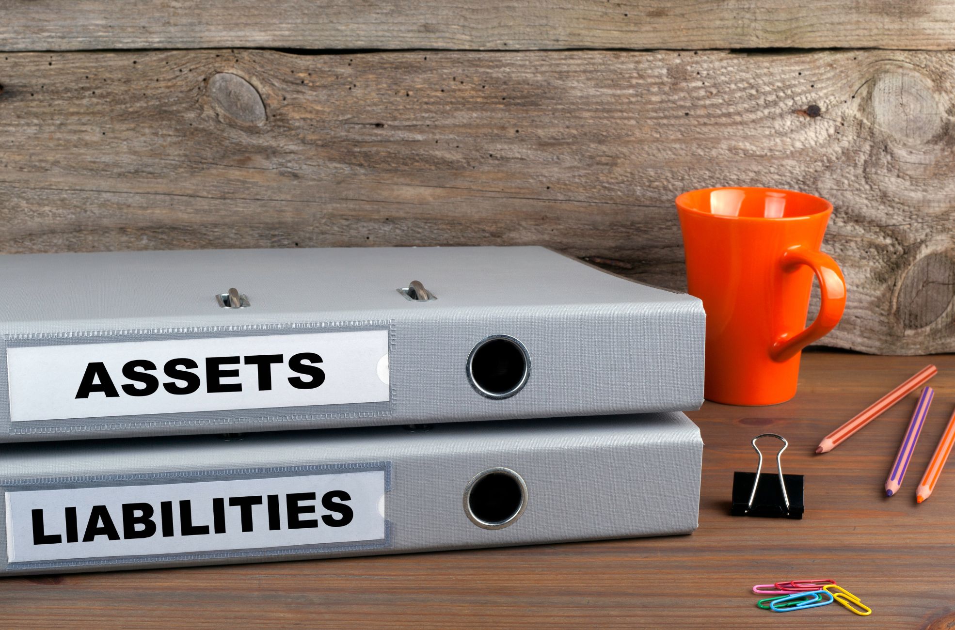 Accounting Folders Labelled Assets And Liability 