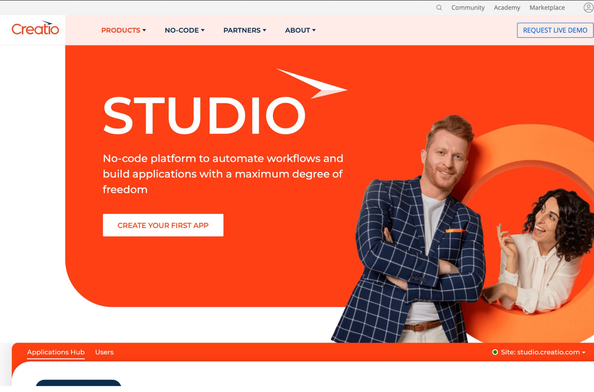Screenshot Of Studio Creatio App Maker Website