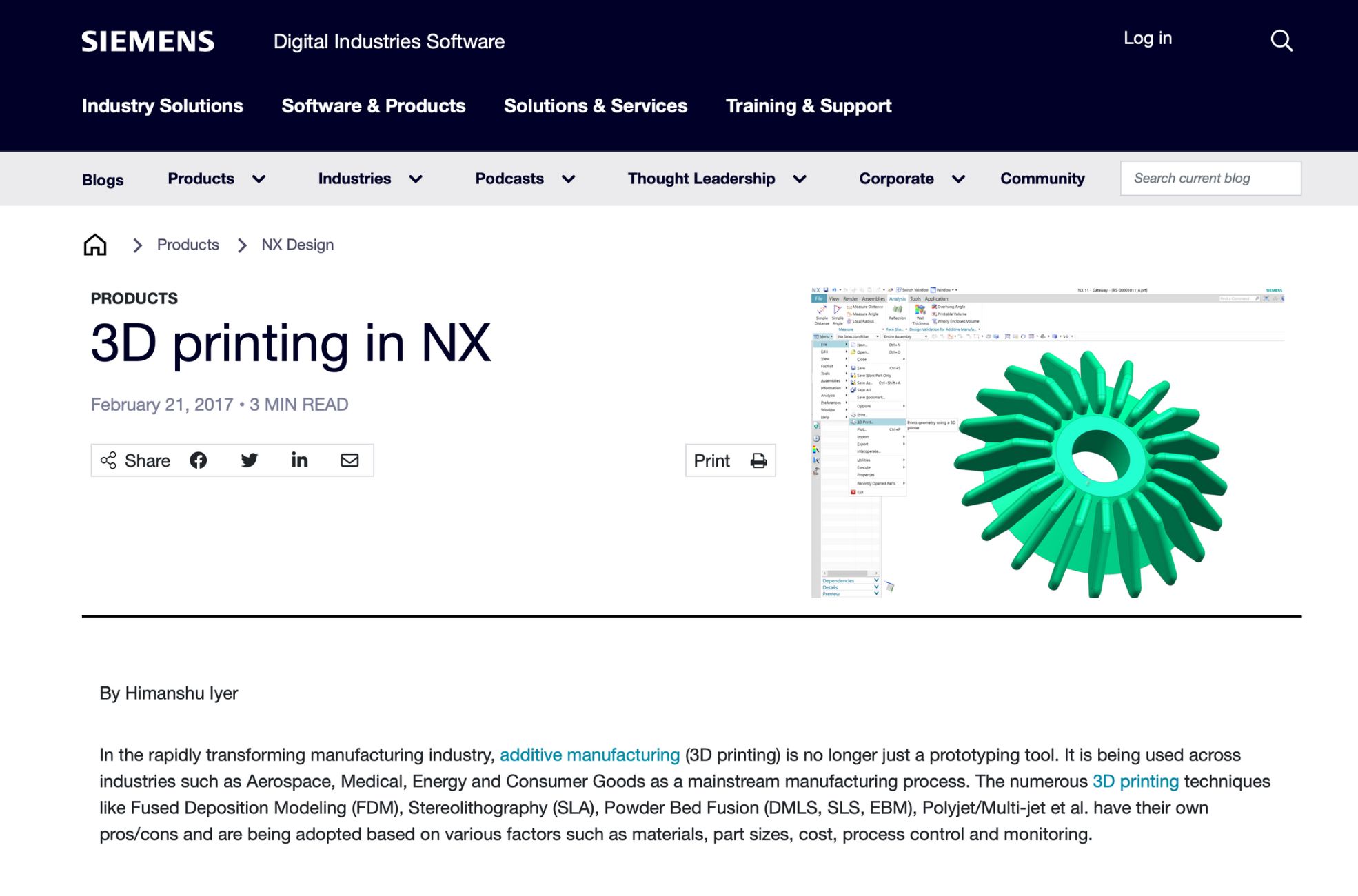 Screenshot Of 3D Printing By NX Website