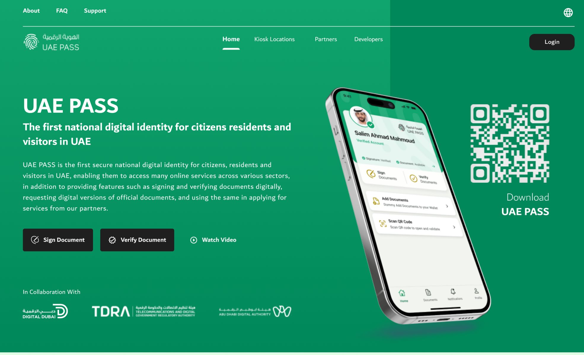 Screenshot Of UAE Pass Website 