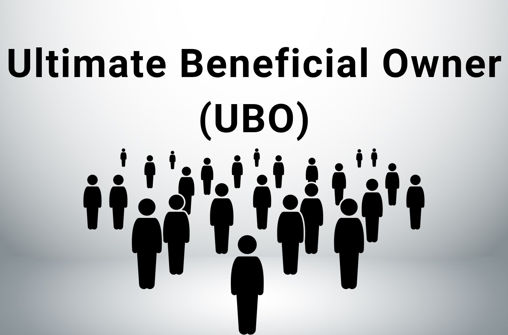 Stick Figure People On Grey Background With Title Of Ultimate Beneficial Owner (UBO)