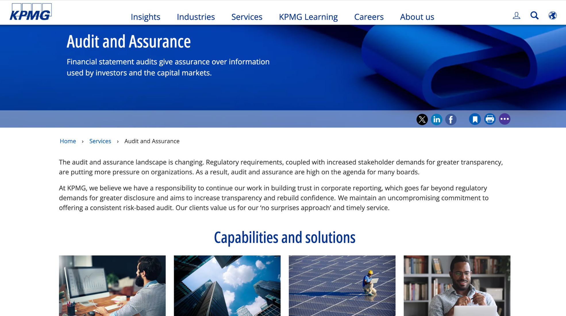 Screenshot Of KPMG Website