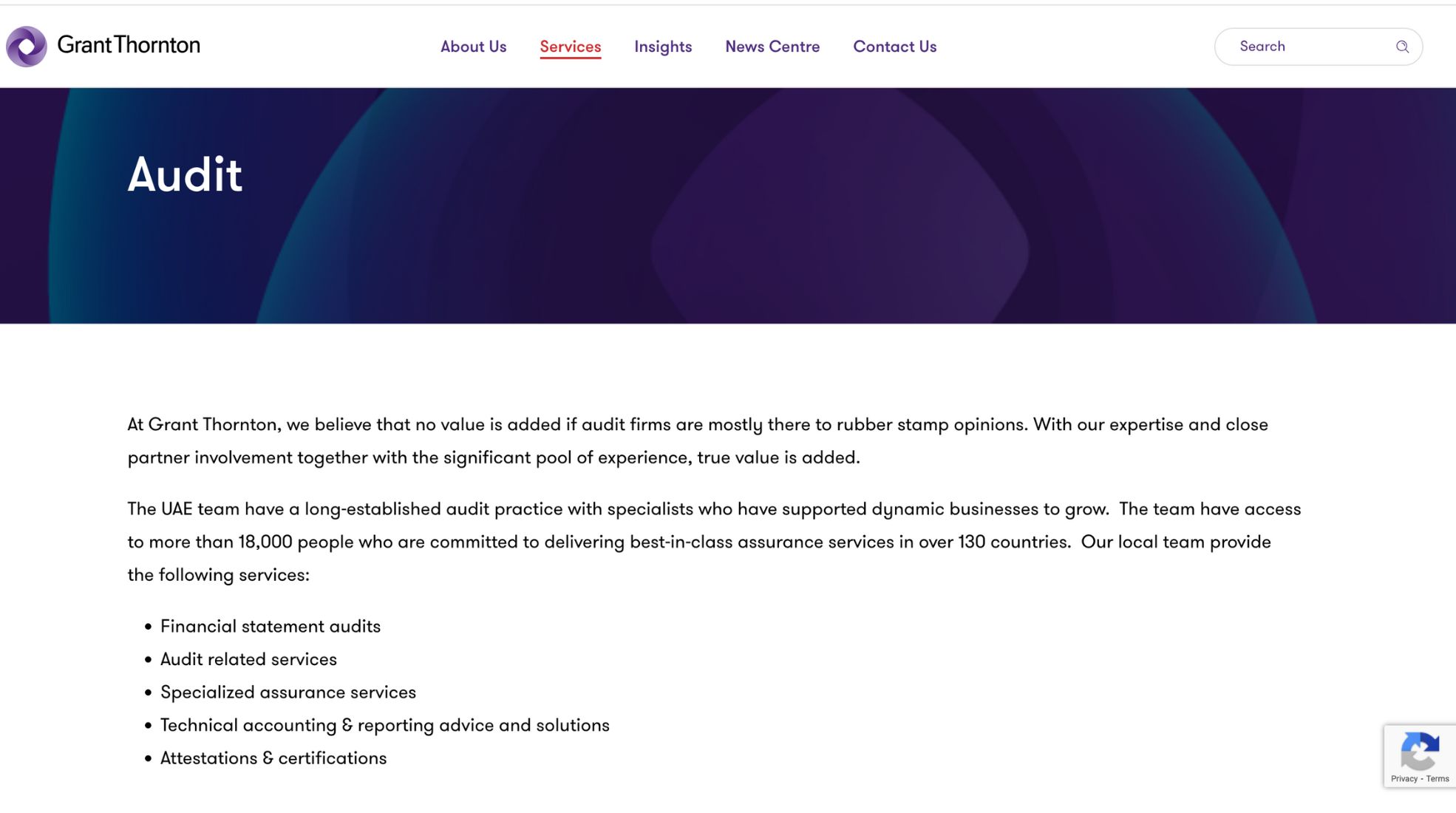 Screenshot Of Greg Thornton Audit Firm Website