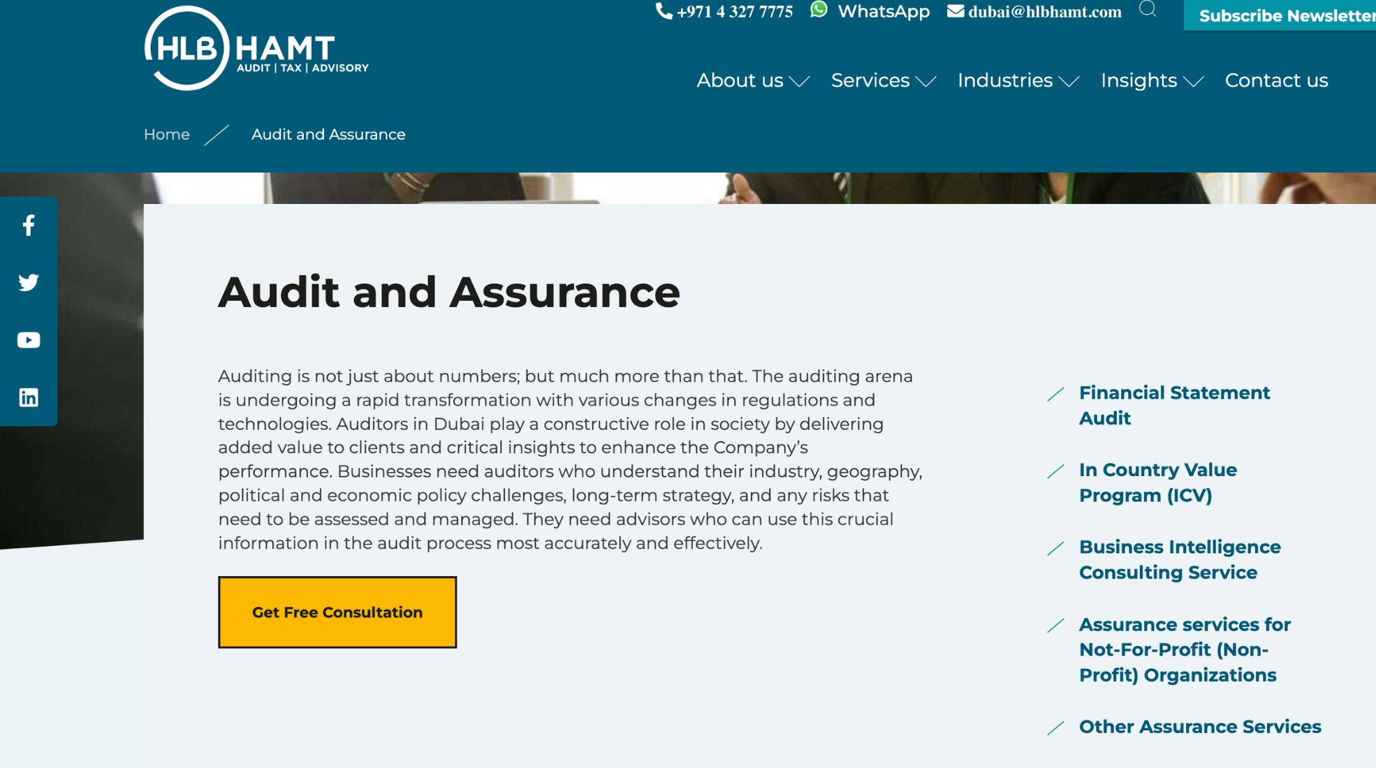 Screenshot Of HAMT Audit Firm Website
