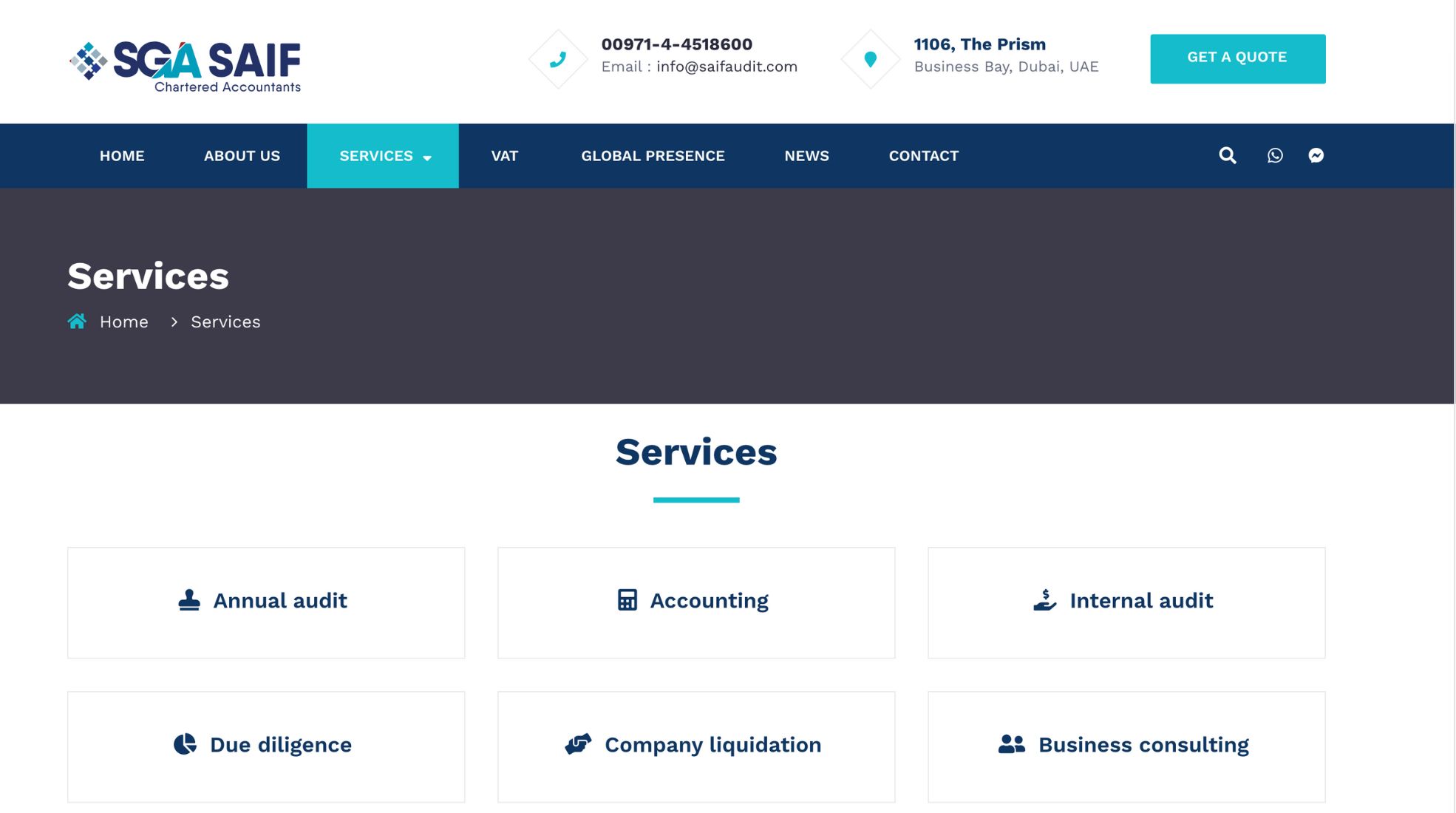 Screenshot Of SGA SAIF Audit Firms Website