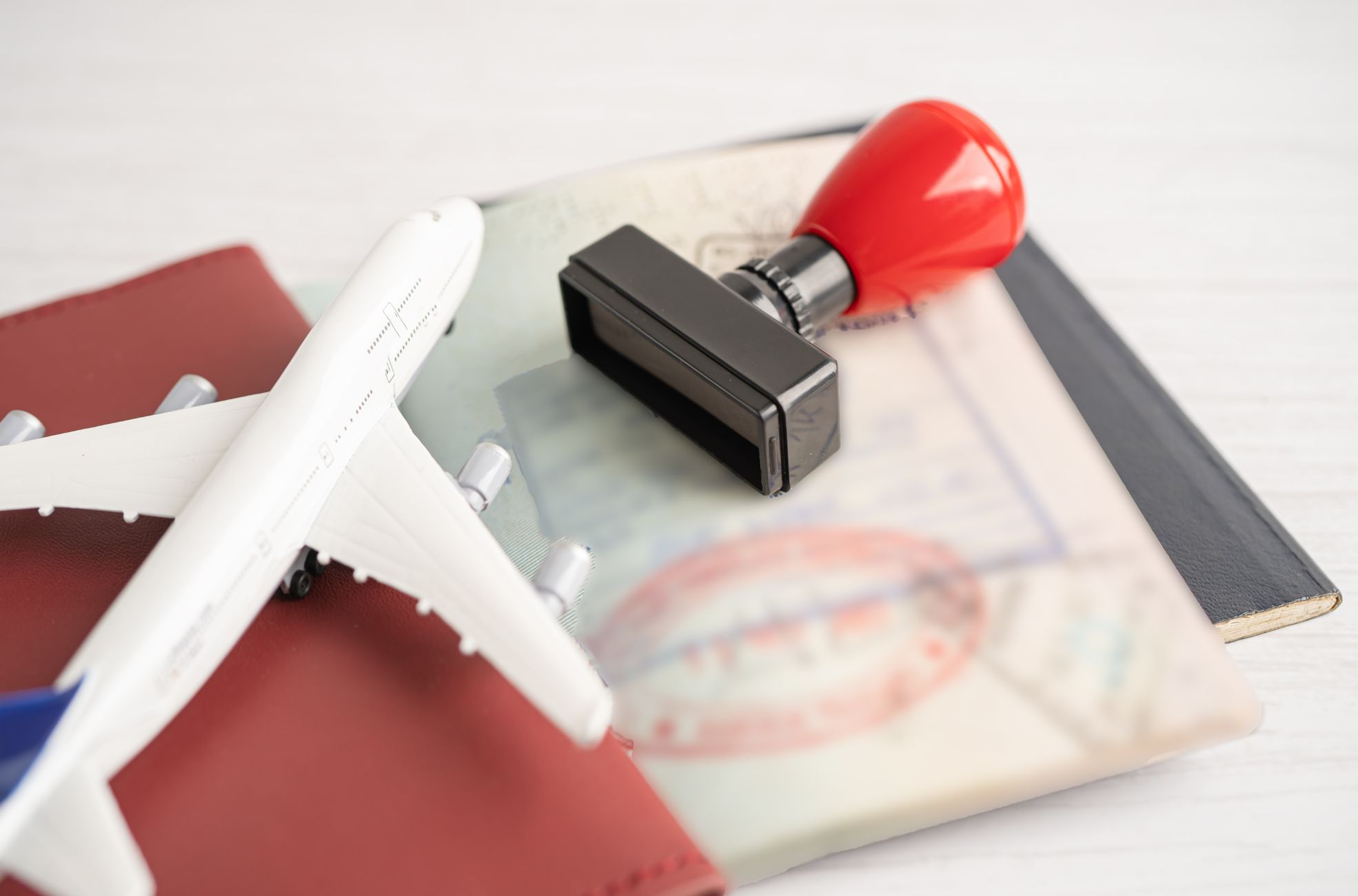 Stamp, Airplane And Passports