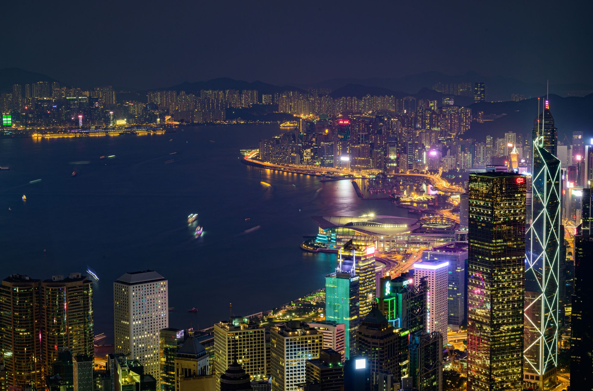 Aerial View Of Hong Kong At Night