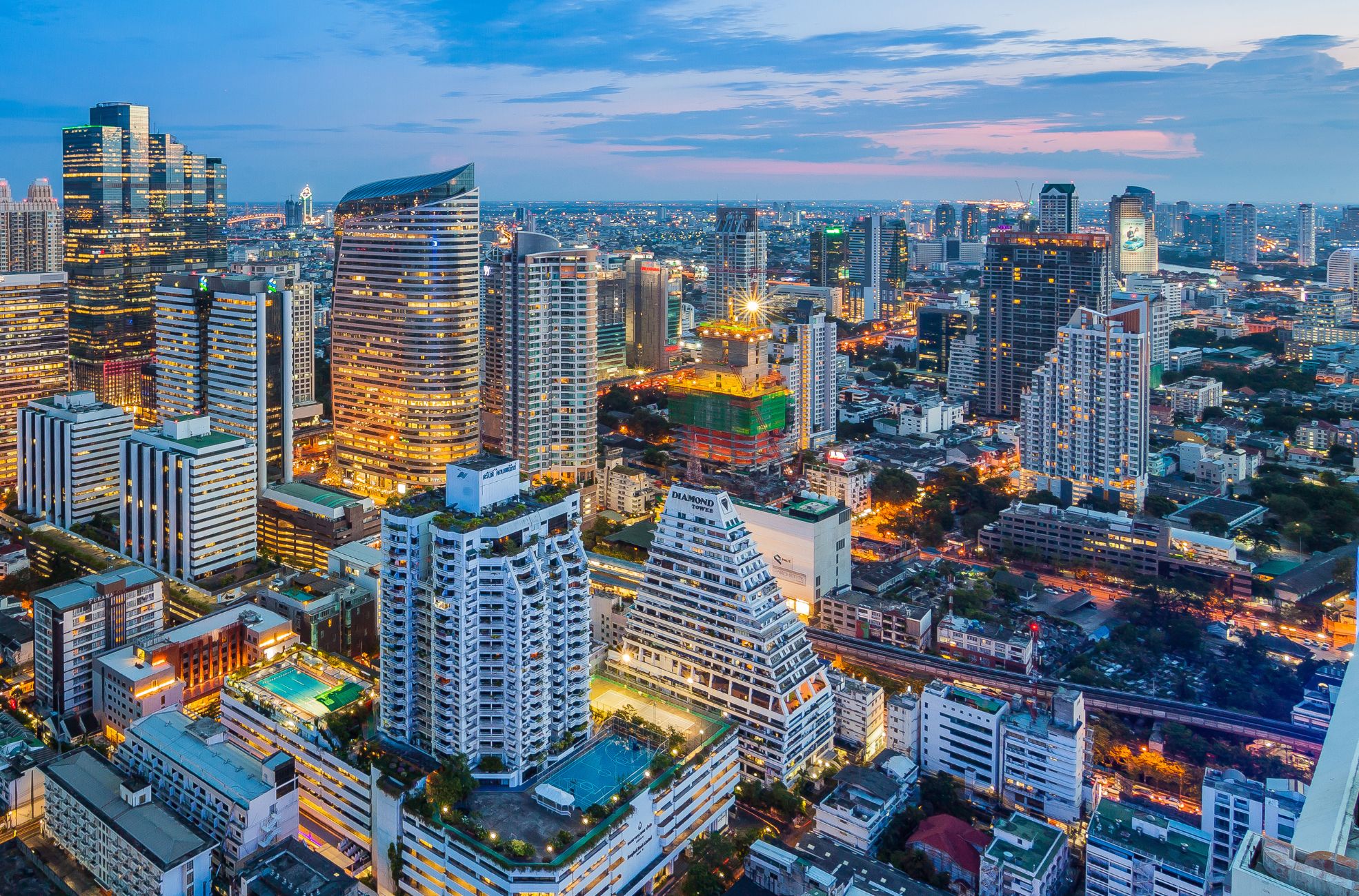 Aerial View Of Business Precinct In Thailand