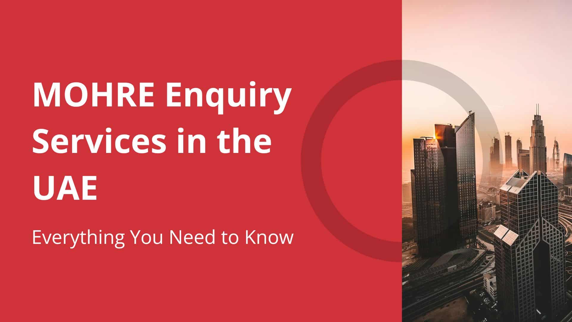 An infographic that has the title 'MOHRE Enquiry Services in the UAE'.