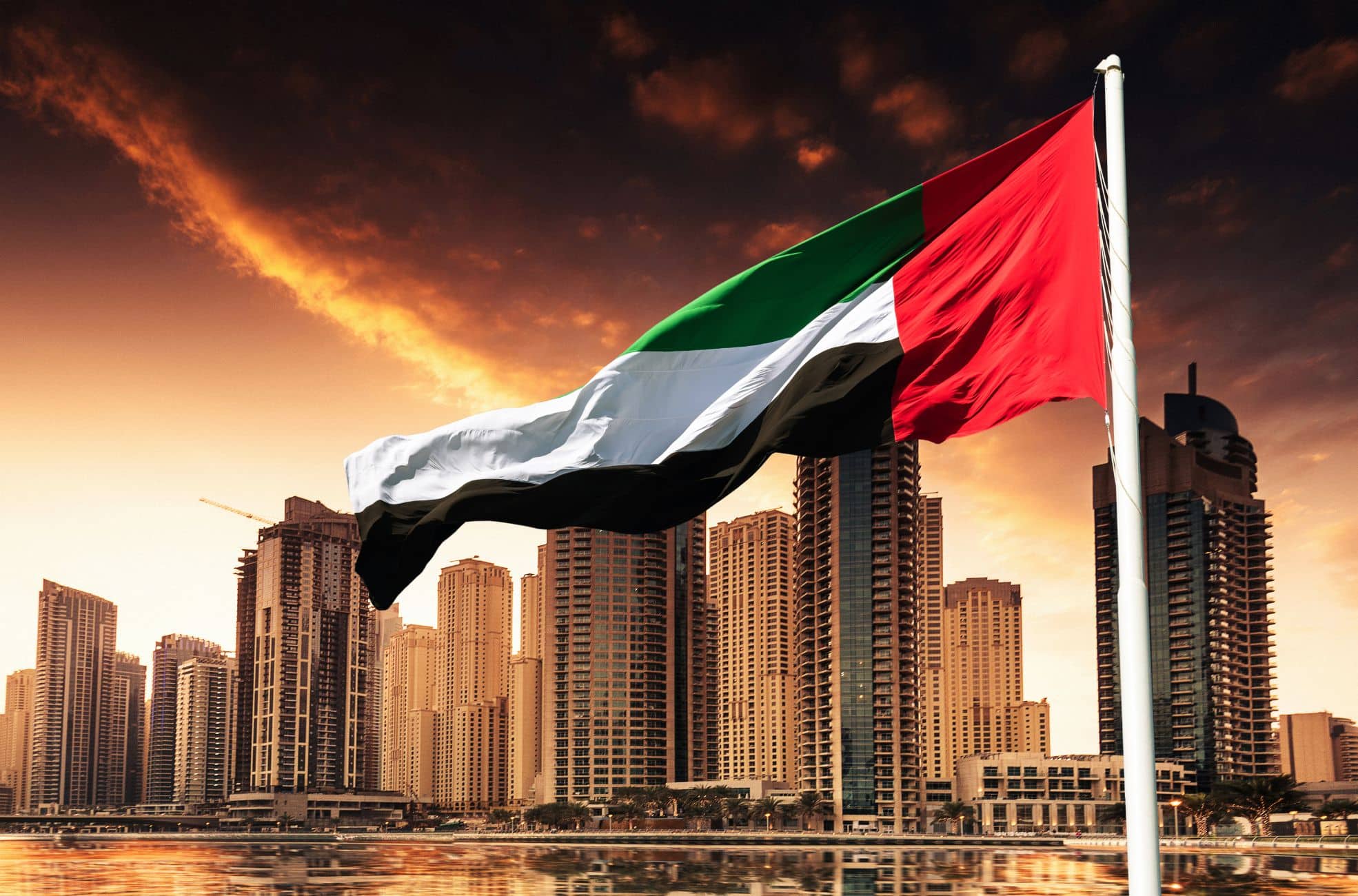 UAE Buildings And Flag