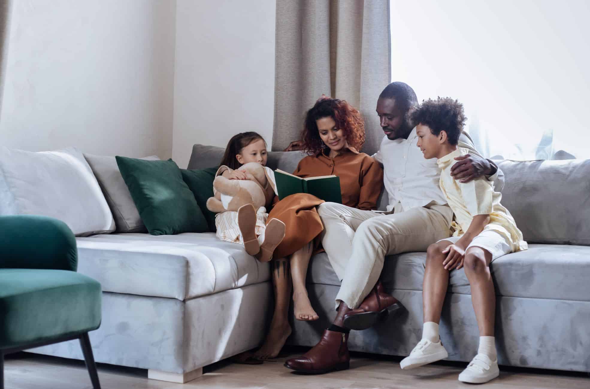 Happy Family On Couch