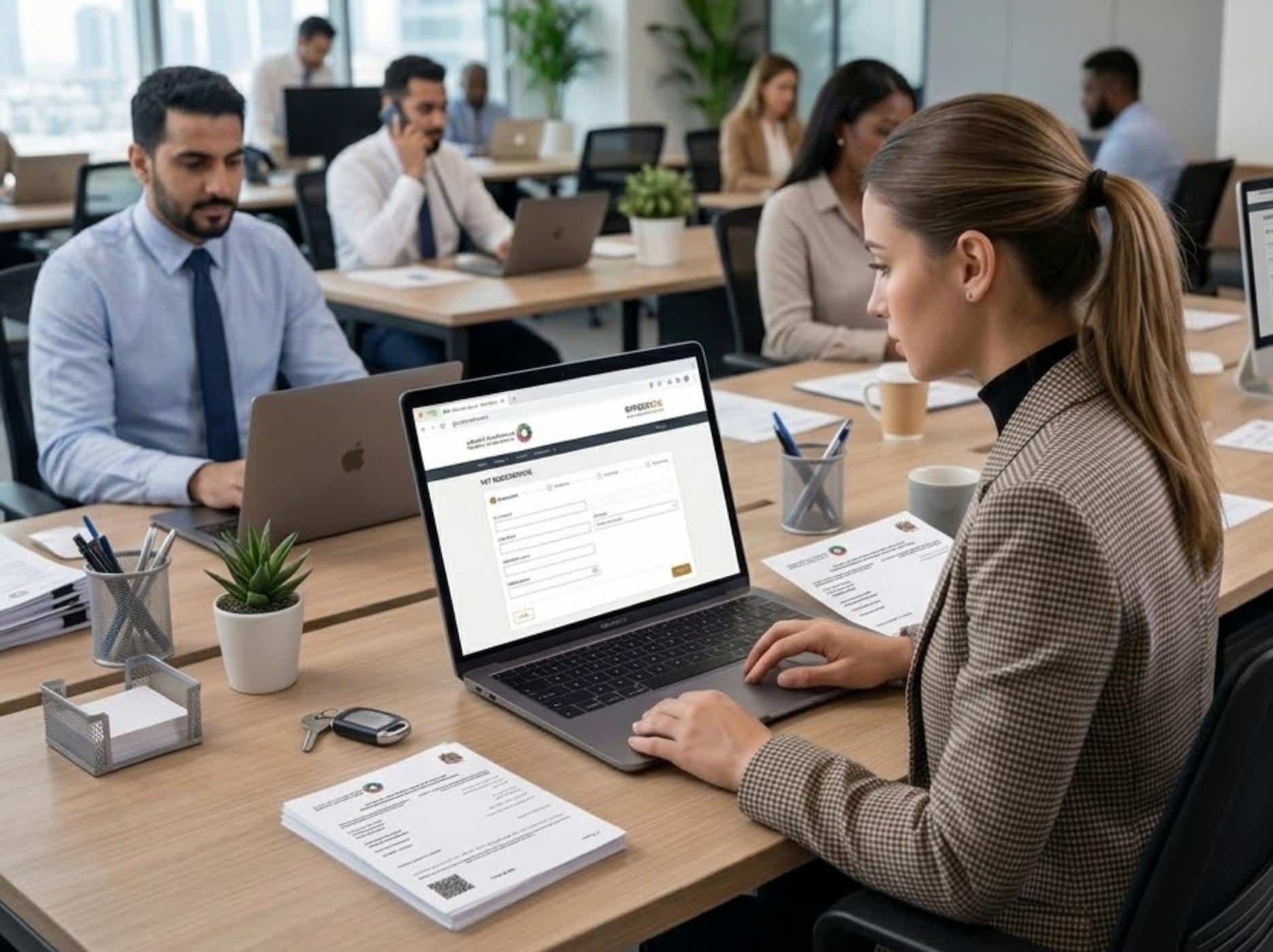 A Virtuzone employee using EmaraTax to apply for a VAT registration certificate in the UAE.